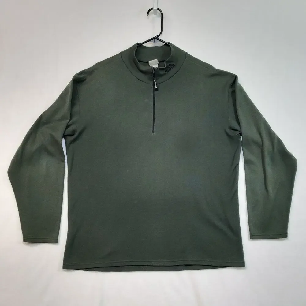 The North Face Mens 1/4 Zip Up Pull Over Green Size Large Polyester
